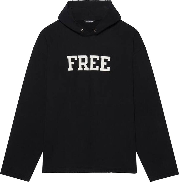 

Худи Balenciaga Free Embroidered No Rib Hoodie 'Black', черный