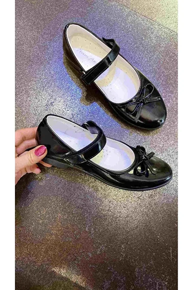 Детские балетки для девочек лакированные Moona Kids, Black