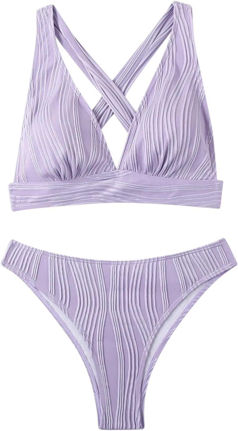 Женский купальник с эффектом утяжки, раздельный, Purple — фото 3