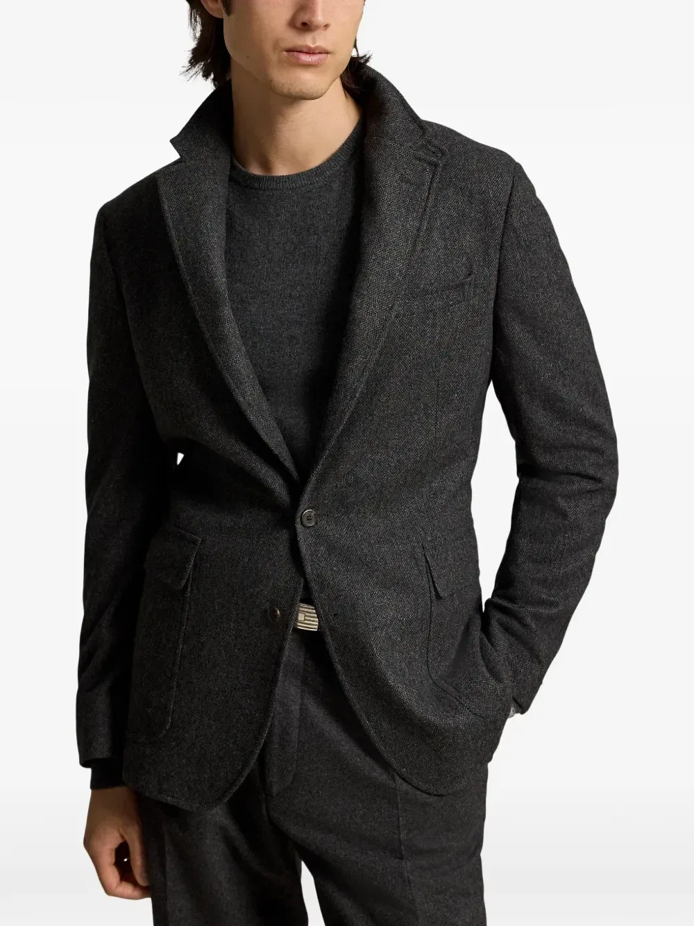 Блейзер Polo modern-fit из ткани Broken-Twill Polo Ralph Lauren, серый — фото 3