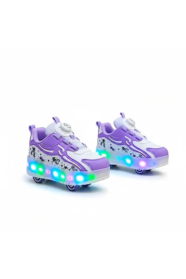 Детские кроссовки для девочек с подсветкой Nisanur Shoes, Purple — фото 3