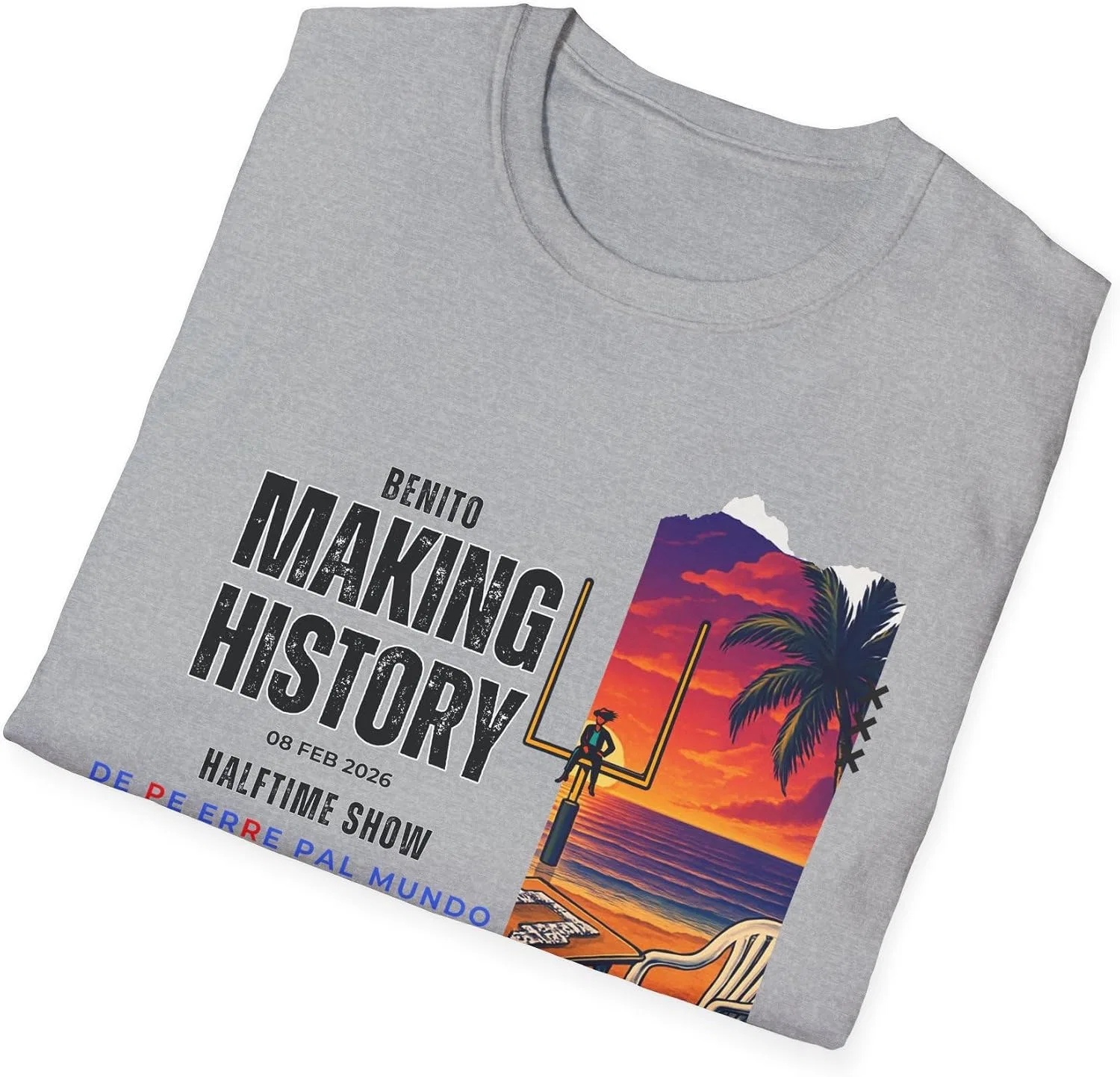 Мужская футболка с принтом Puerto Rico Football Shirt, серый меланж — фото 3