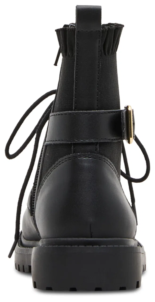 Детские ботинки для девочек с рюшами, на шнуровке, Steve Madden, Black — фото 3
