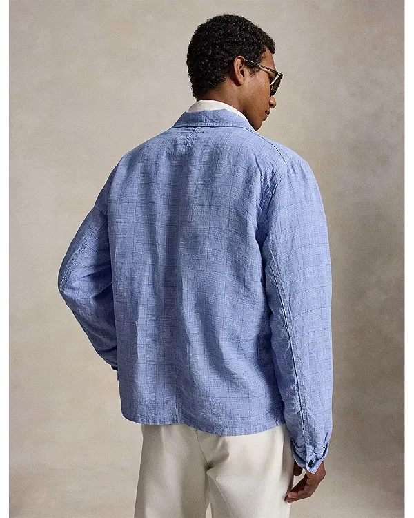Мужская рубашка-куртка с узором в клетку Overshirt Polo Ralph Lauren, Blue/White — фото 4