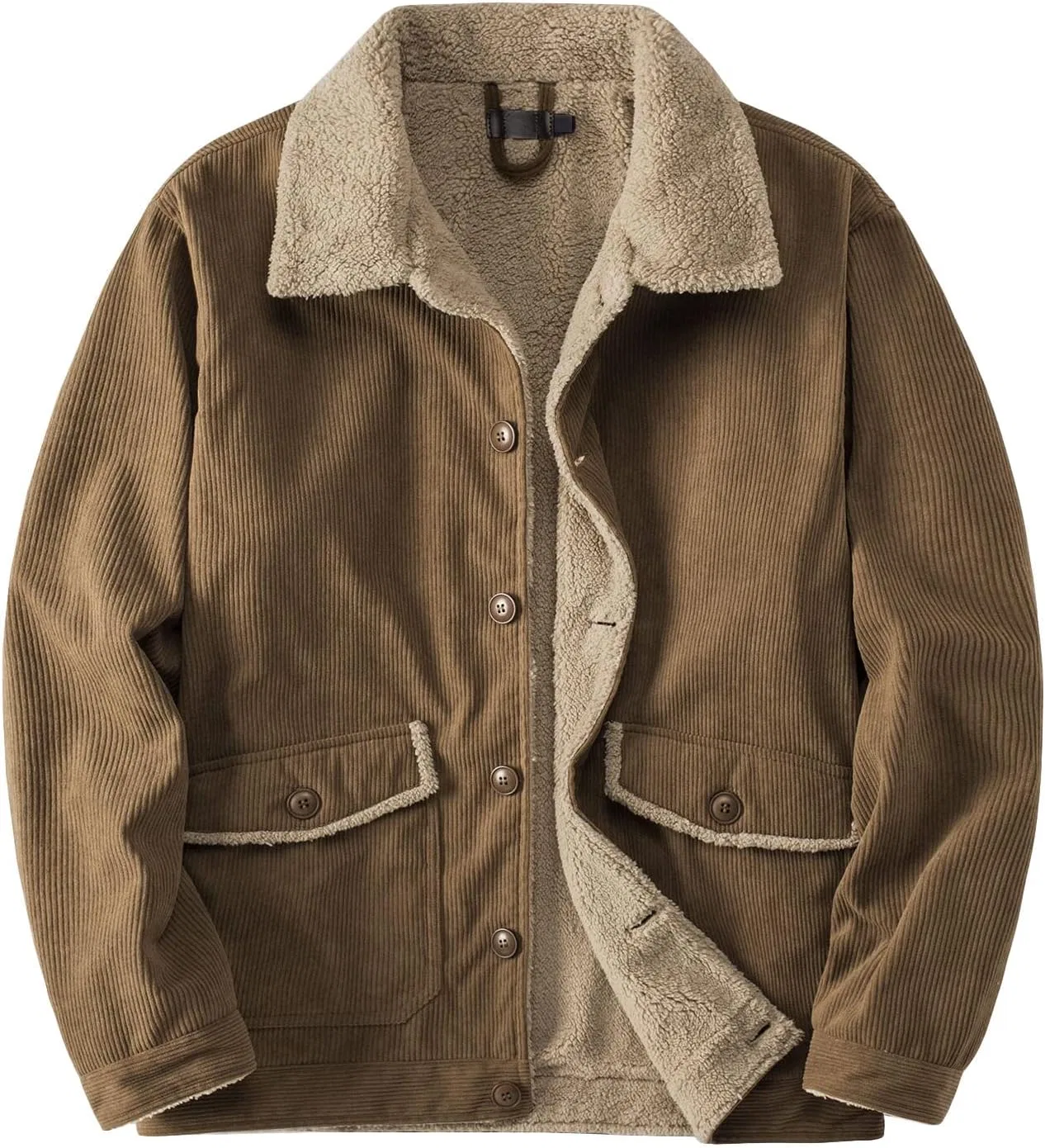 Мужское пальто из вельвета с флисовой подкладкой, Winter Vintage Lapel, коричневый