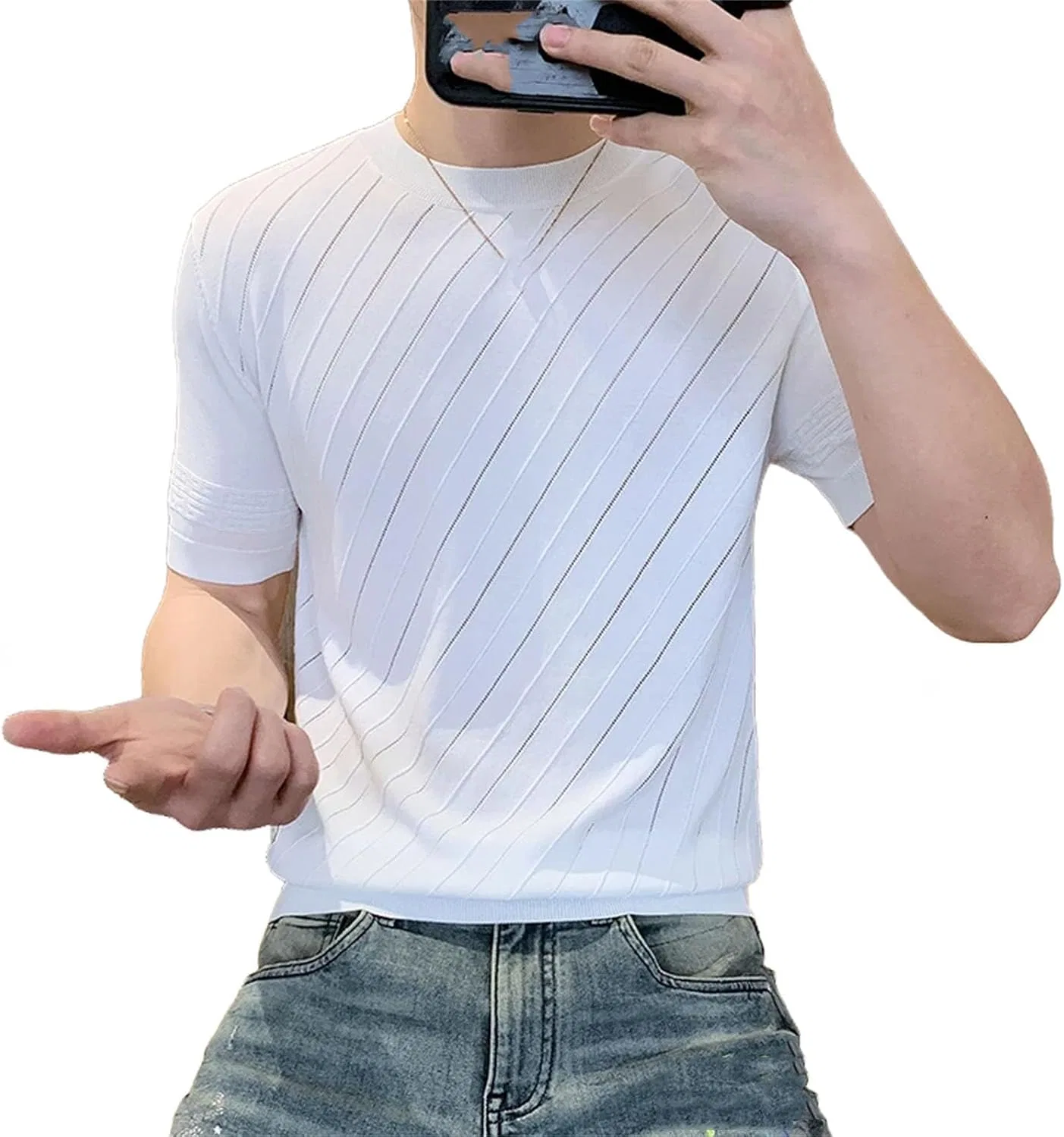 Мужская футболка поло с полосками Casual, White