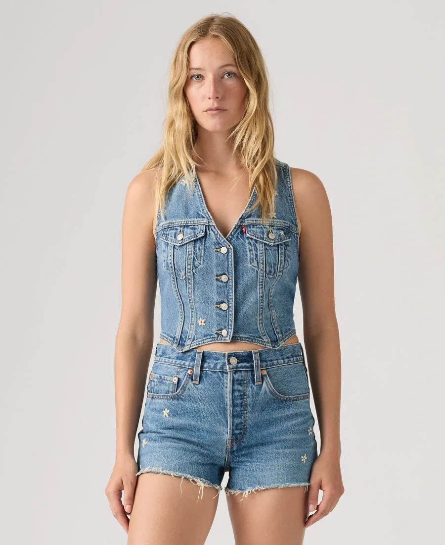 Жилет-безрукавка из хлопка с V-образным вырезом, Embroidered Mainline Levi's, Bee In The Bonnet Vest