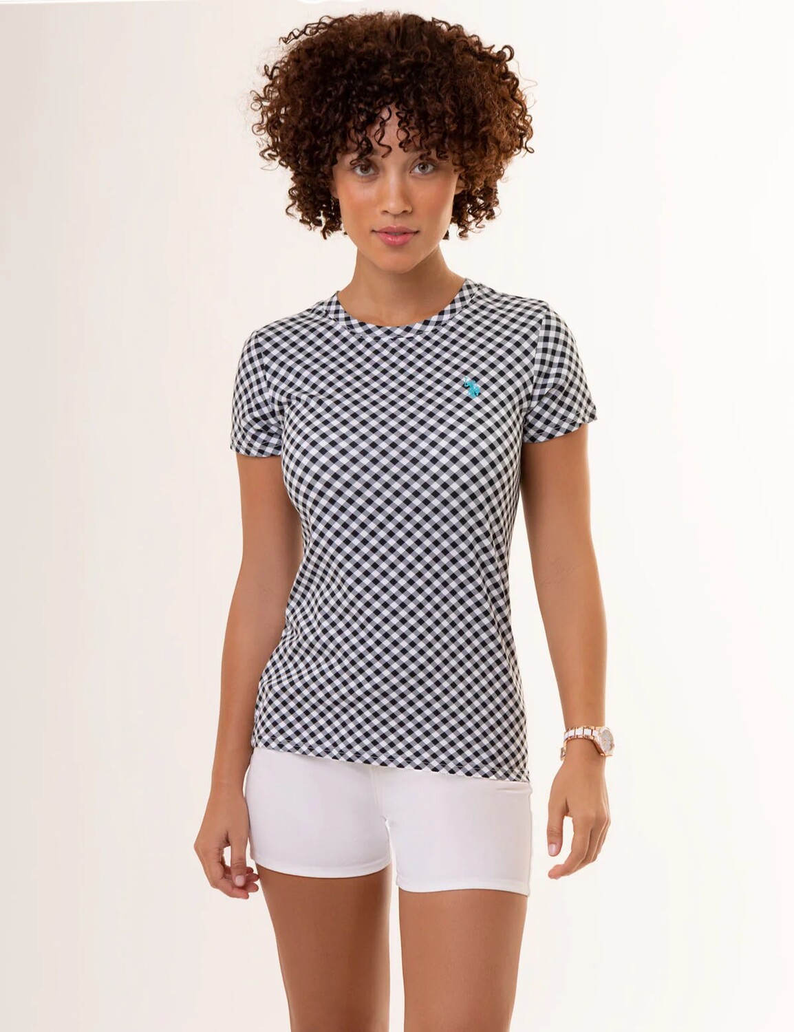 

Футболка U.S. Polo Assn. Gingham Crew Neck, черный
