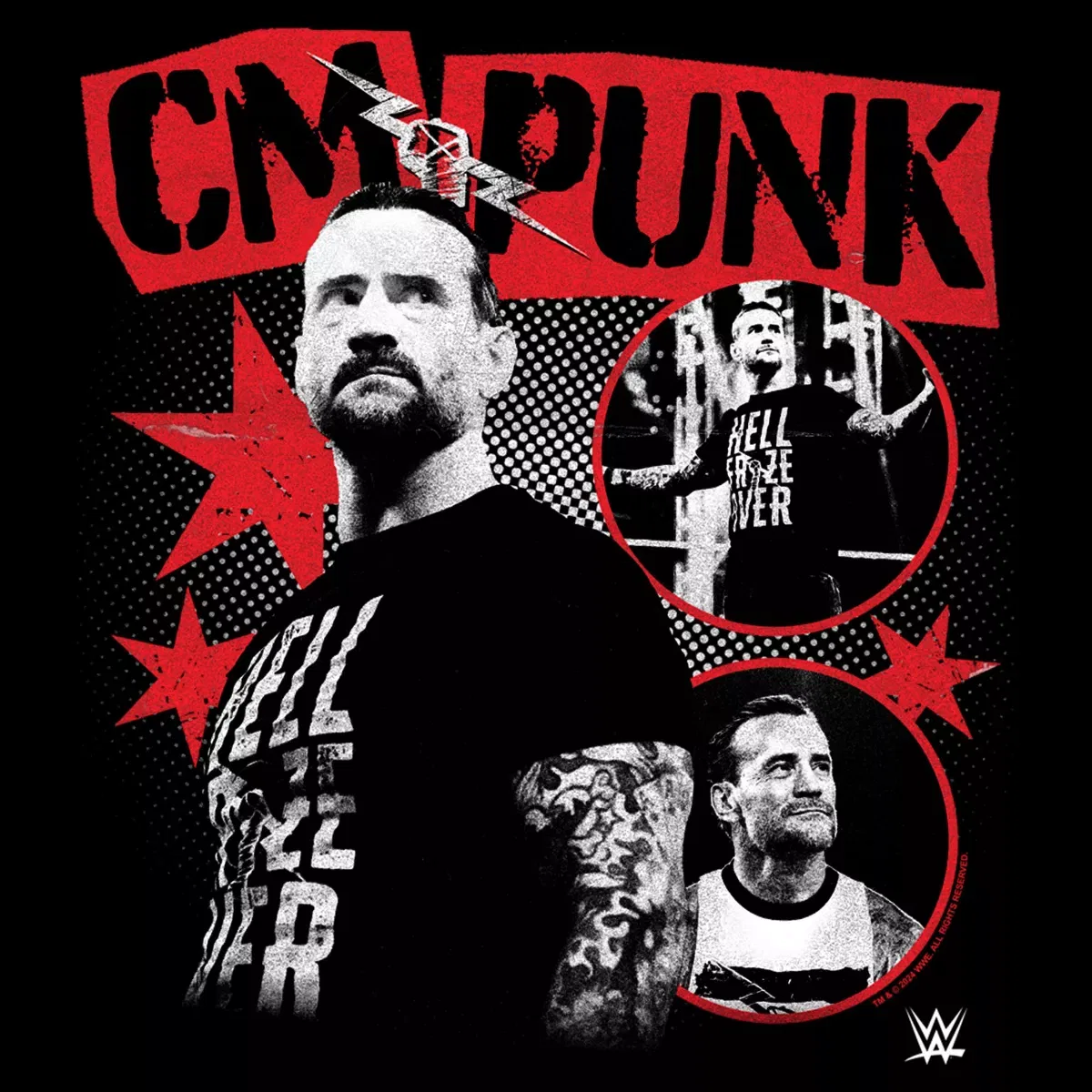 Детская футболка с принтом CM Punk WWE Black — фото 2