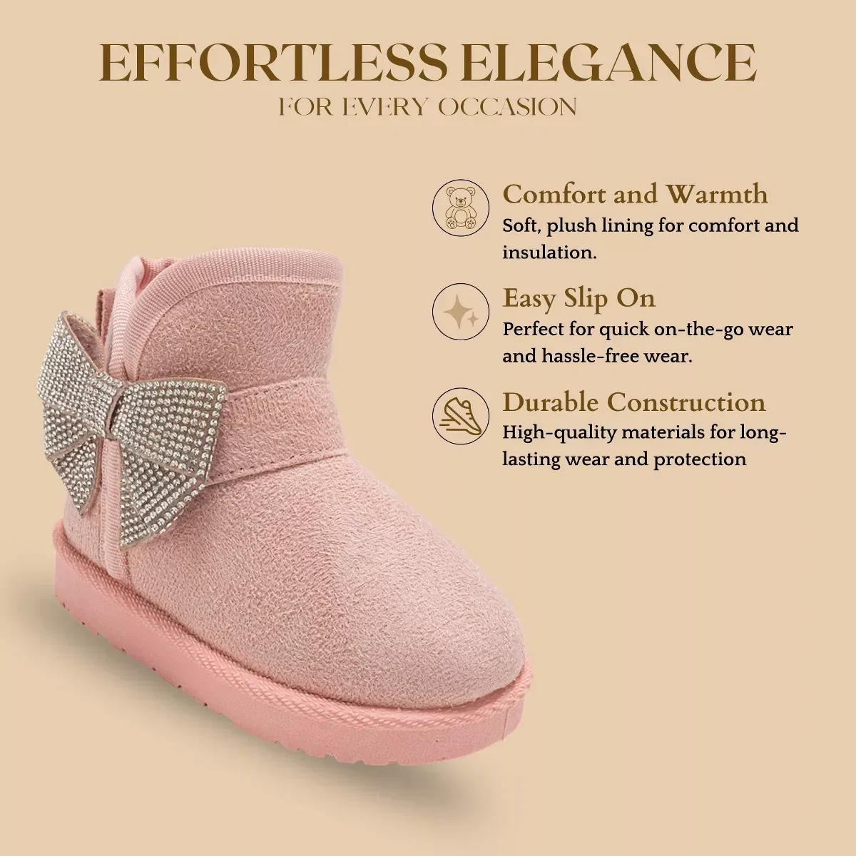 Детские ботинки для девочек с микрофиброй bebe, Blush — фото 4