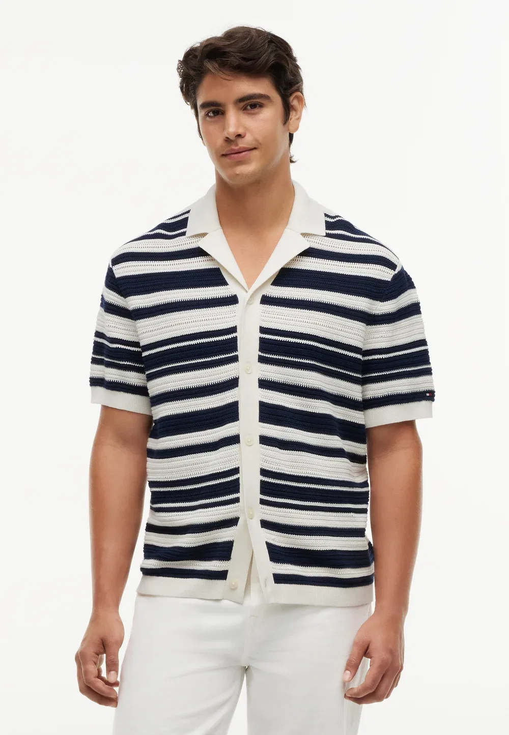 Рубашка с бретонским морским наследием Tommy Hilfiger, Ivory Petal/Carbon Navy