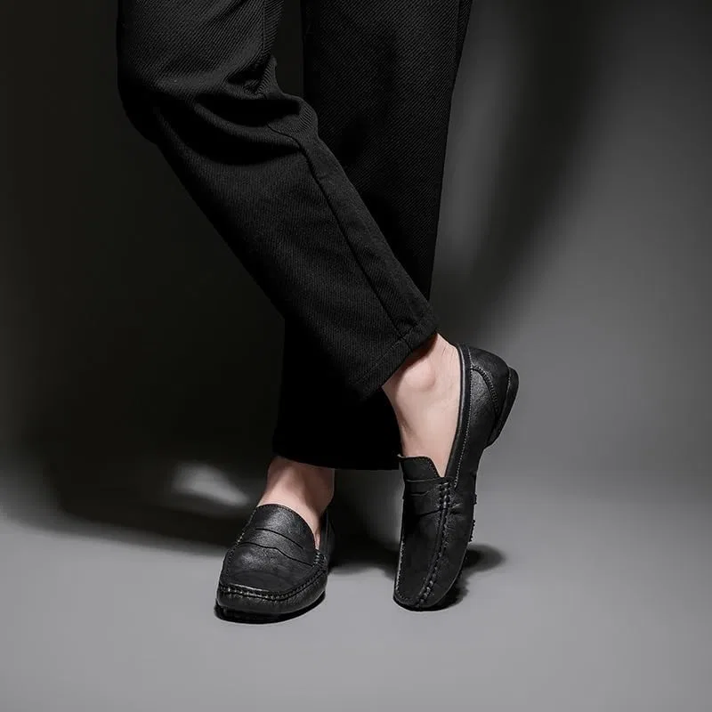 Лоферы кожаные Mens Pu Leather Loafers, Black UOPYNE — фото 2