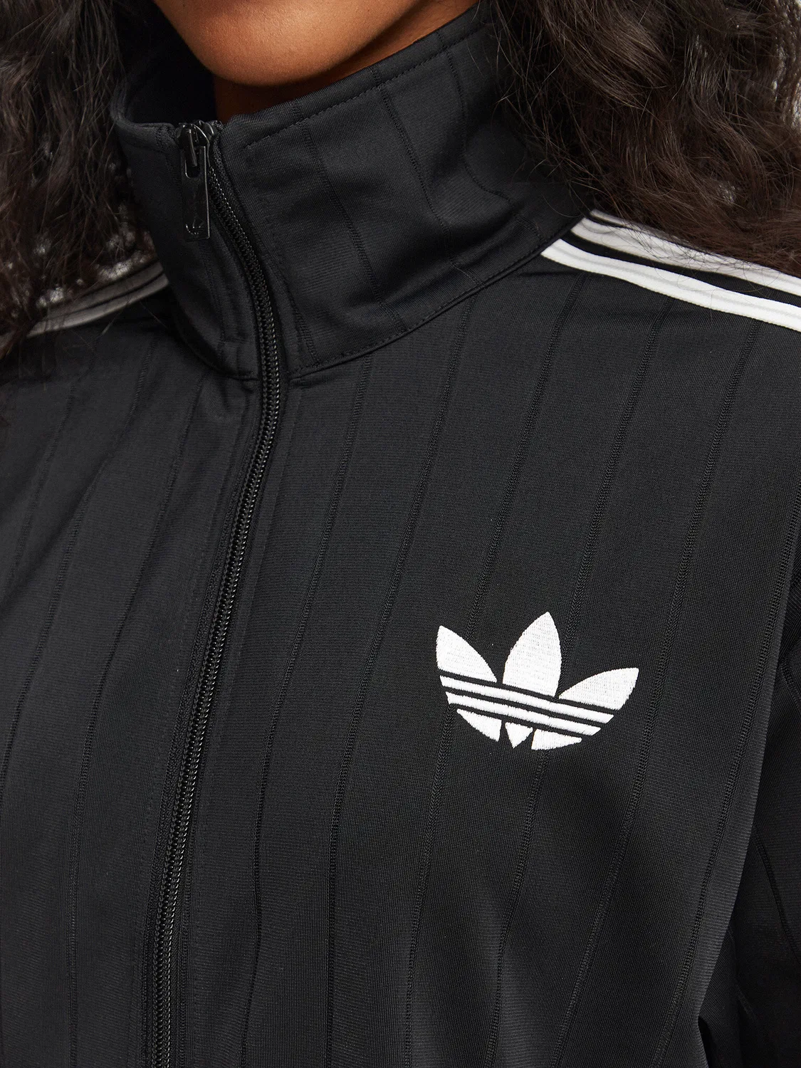Женский свитшот свободного кроя Pinstripe Firebird Adidas, черный — фото 4