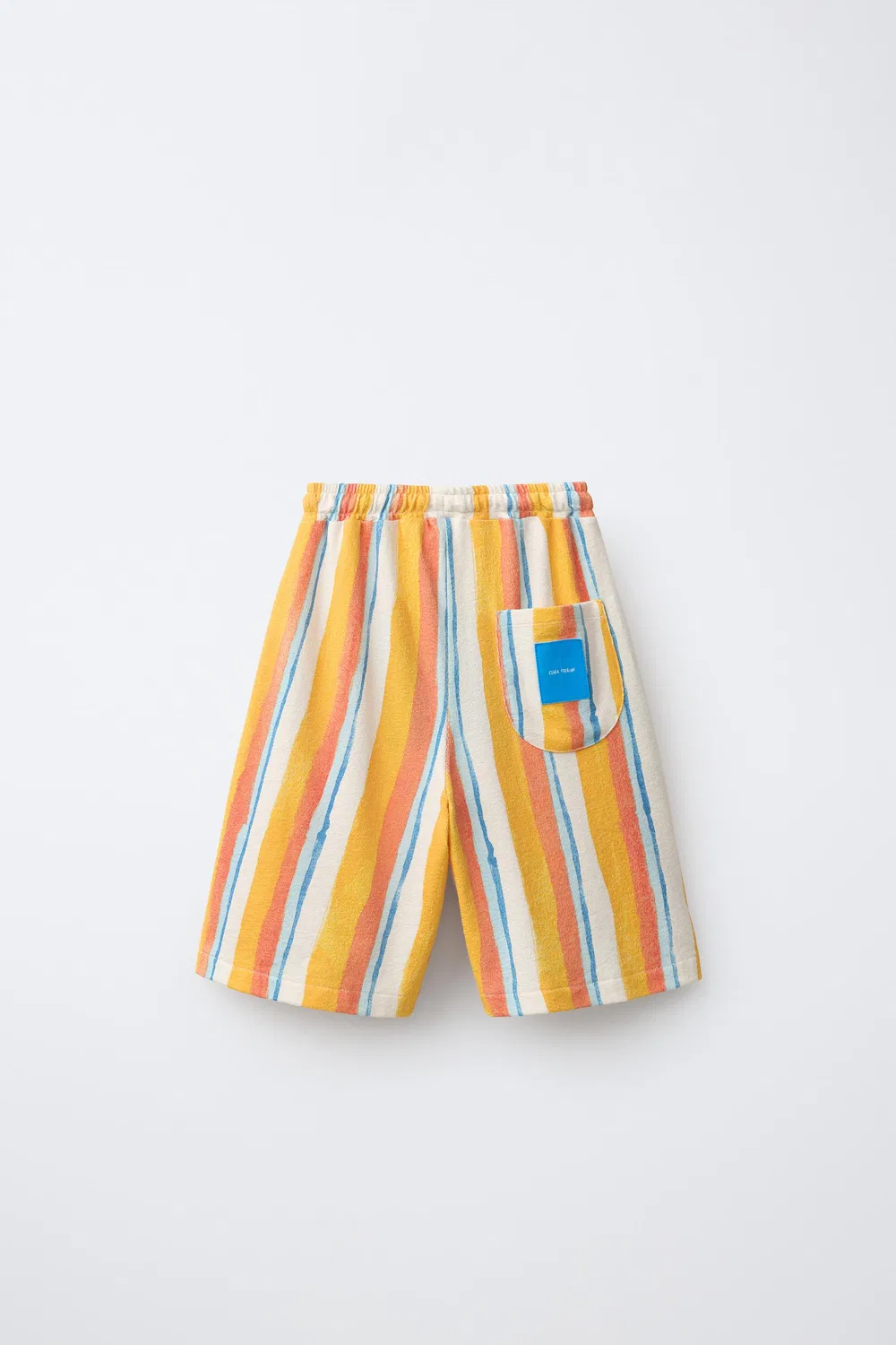 Полосатые махровые шорты-бермуды CLARA CEBRIAN ZARA, Orange — фото 2