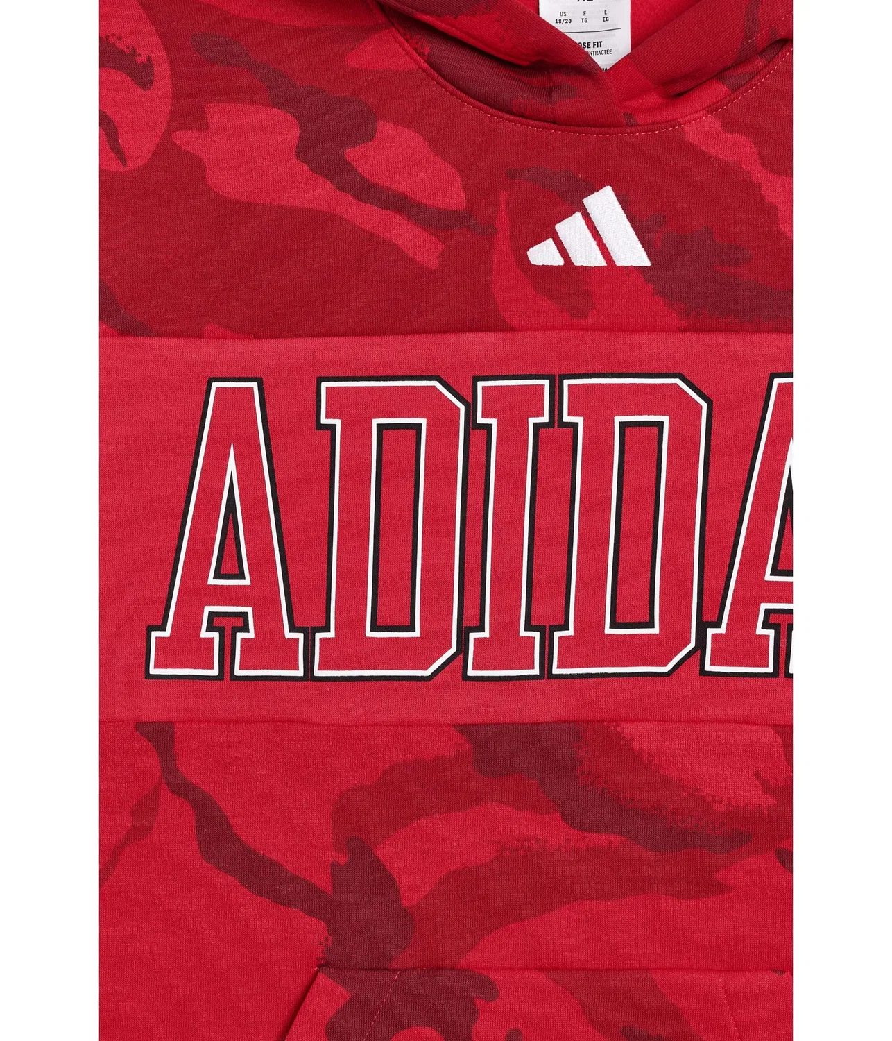 Толстовка с капюшоном AOP Color-Block Halftone Camo (для детей постарше) Adidas Kids, Pure Ruby — фото 3