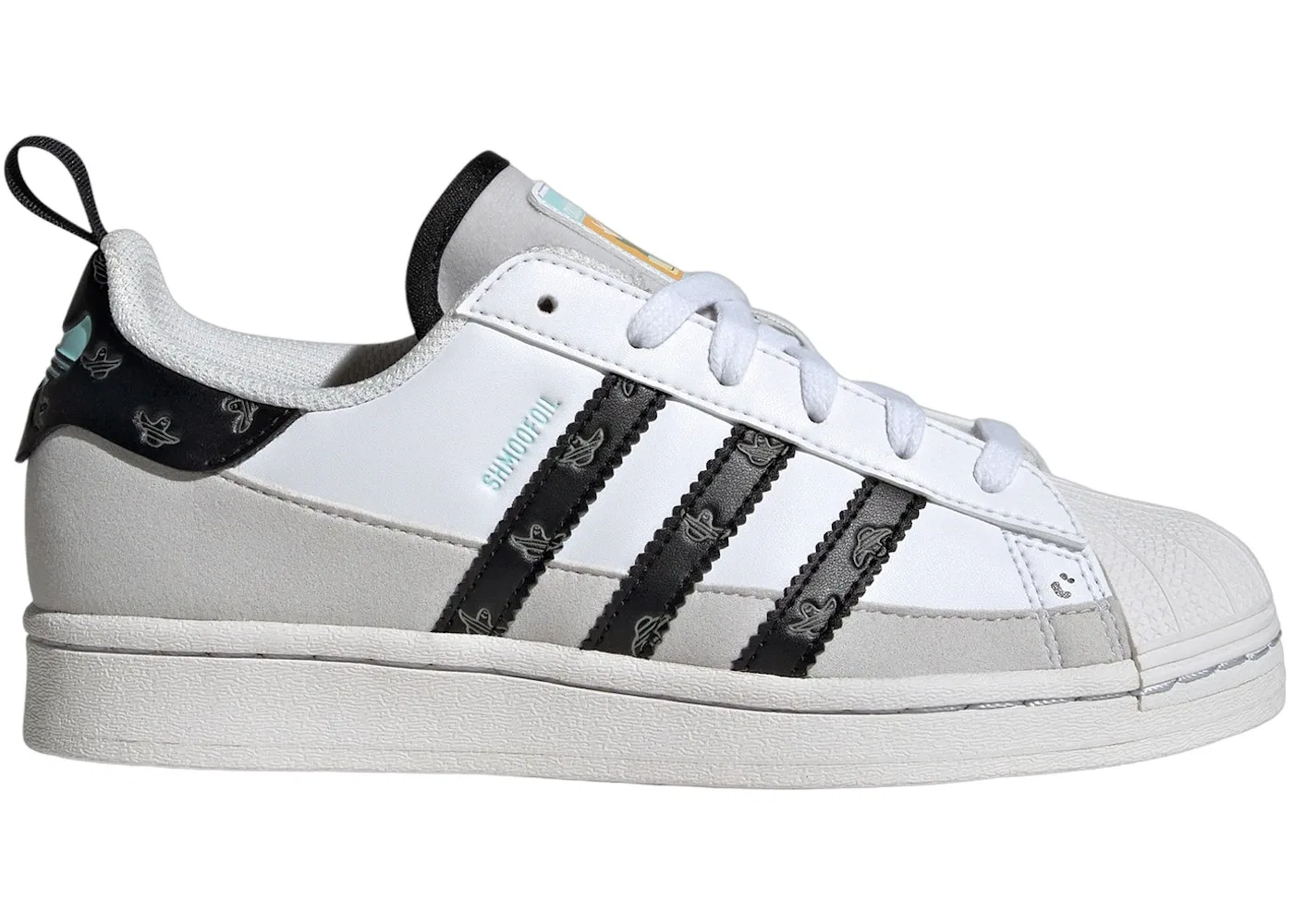 Детские кроссовки с принтом Adidas Shmoofoil Superstar Adidas, Cloud White Core Black Grey Two