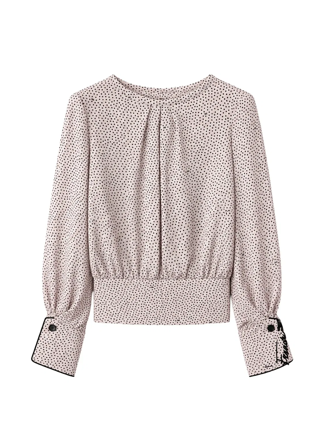 Блузка в горошек с плиссировкой Elisabetta Franchi, розовый