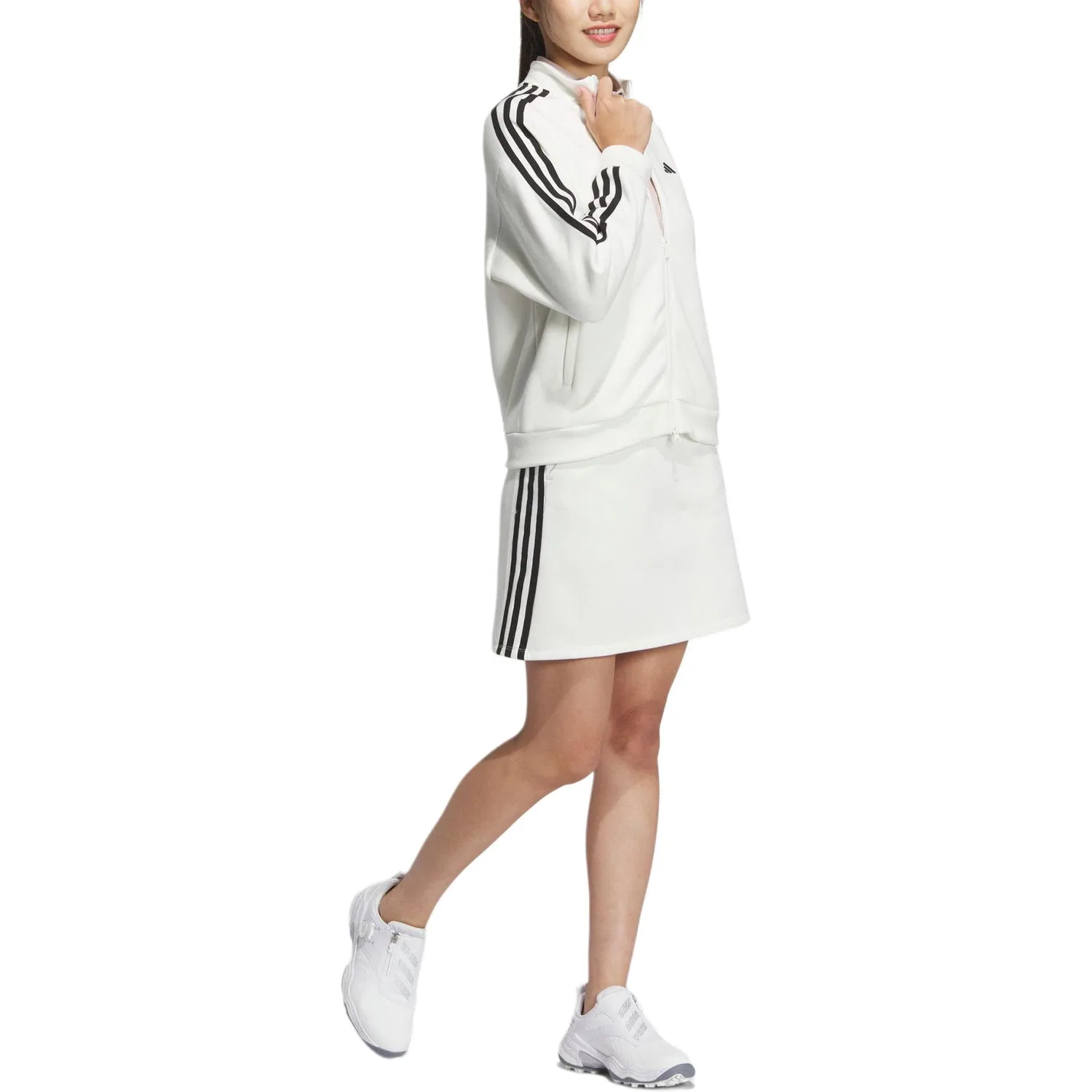 Женский комплект из худи и юбки с принтом Adidas, Jade White — фото 3