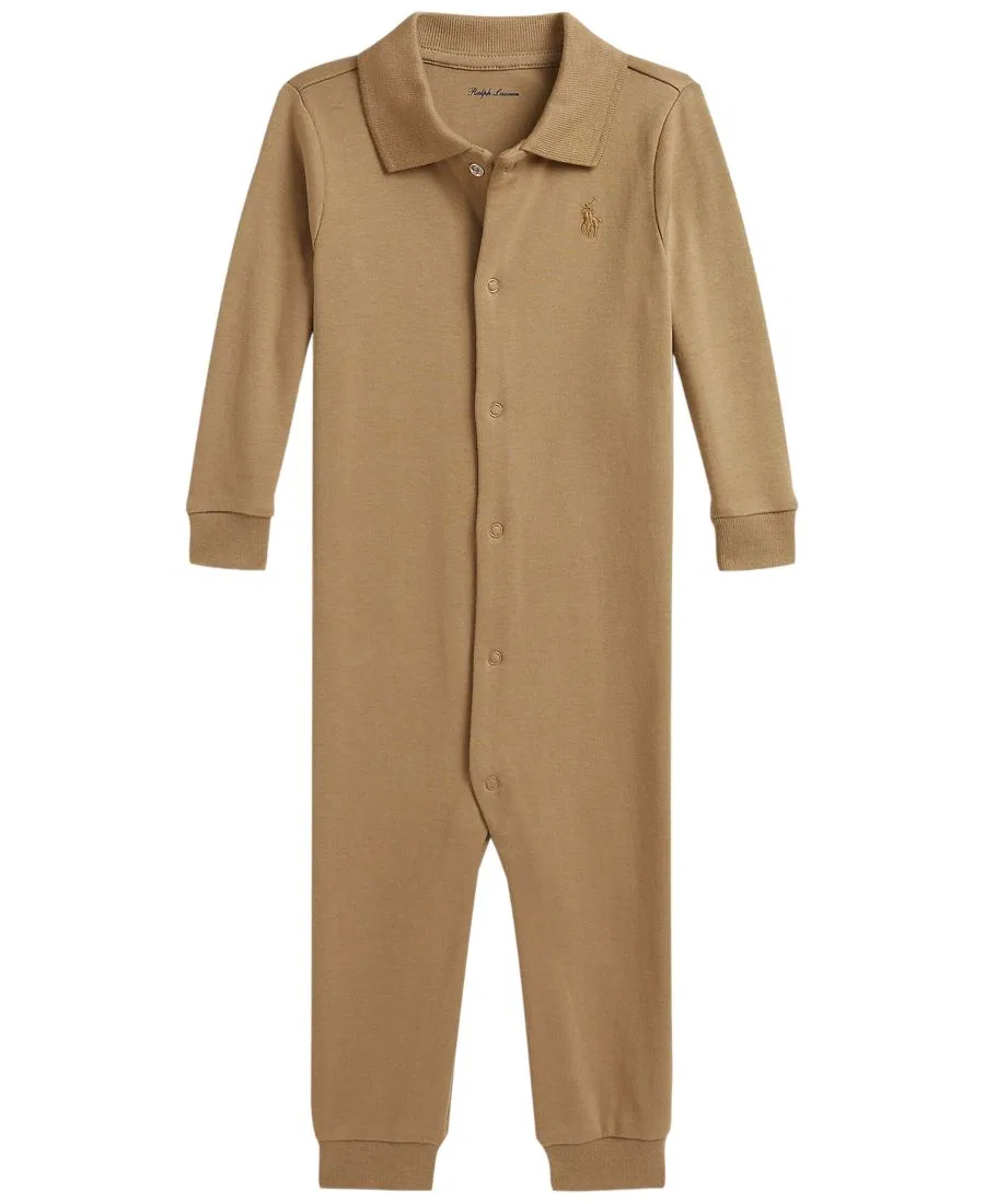 Детский комбинезон-поло из мягкого хлопка Polo Ralph Lauren, Camel
