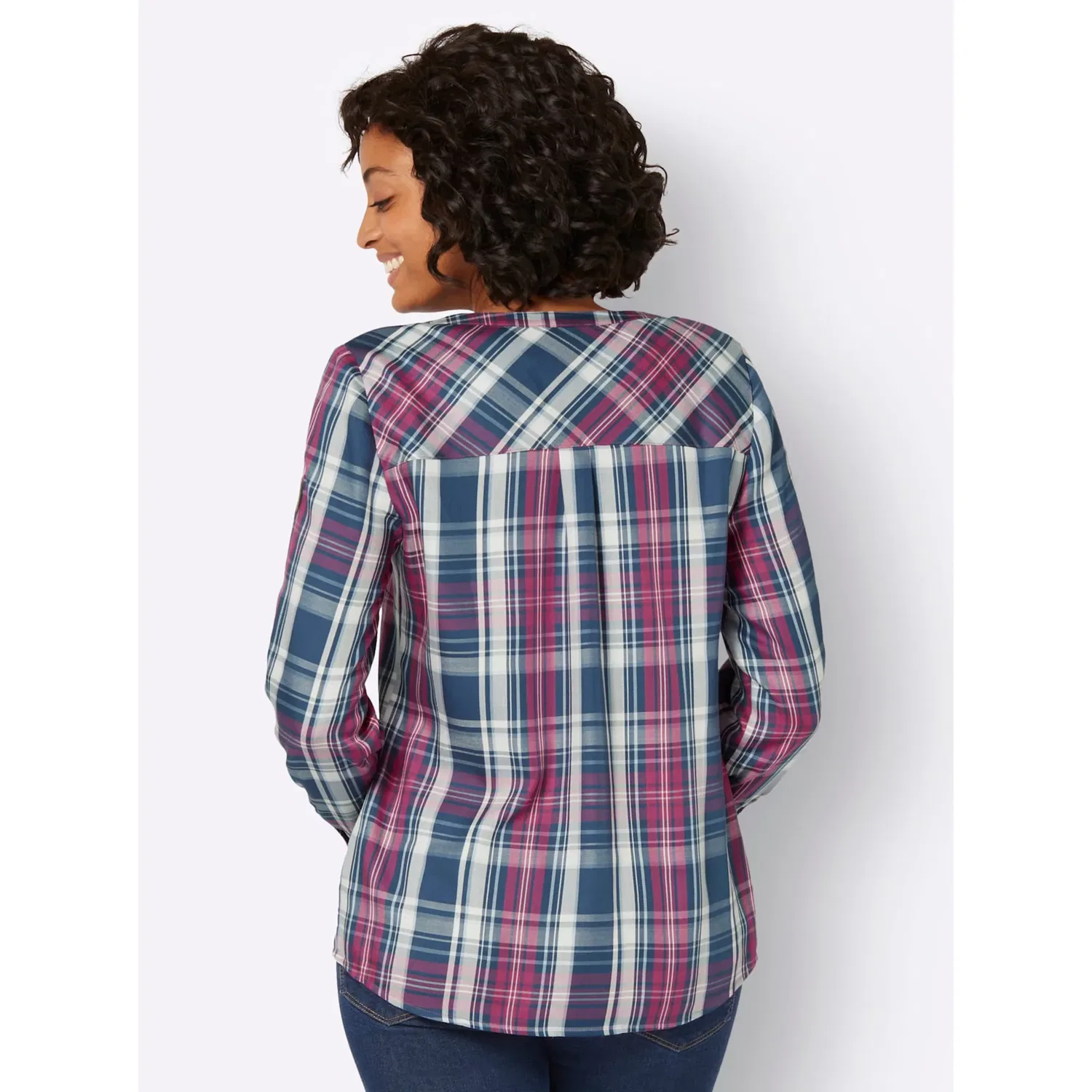 Женская блуза кара Casual Looks, Blue/Fuchsia Plaid — фото 3