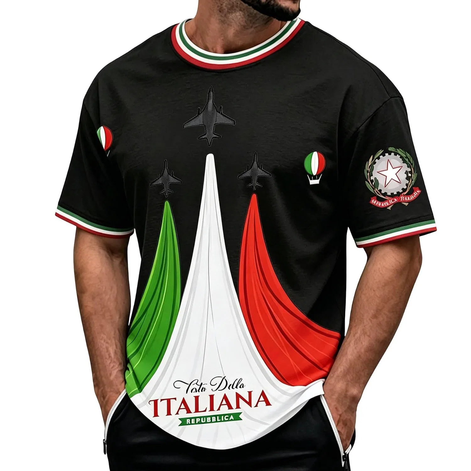 Мужская футболка с принтом Italian Liberation Day Commemorative, E-nero