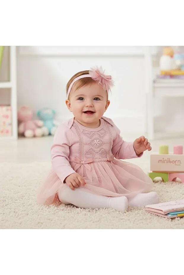 Детское платье для девочек с принтом Miniborn, Powder