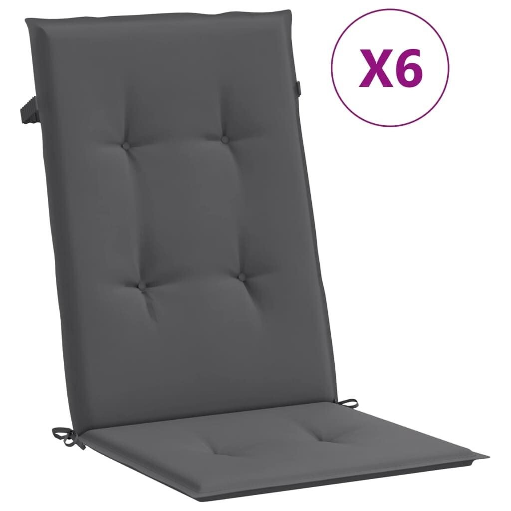 

VidaXL Подушки для садового стула на стулья с высокой спинкой 6 шт. Антрацит 120x50x3 см., серый