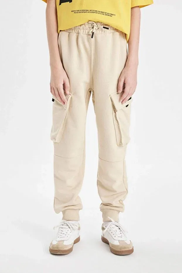 Детские спортивные штаны для мальчиков с карманами Defacto, Beige-Bg31 — фото 4