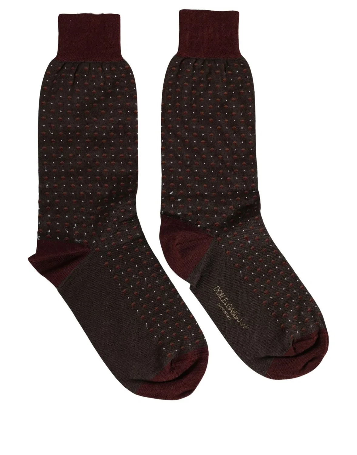 Мужские носки с точечным узором до колена Maroon Dotted Wool Dolce & Gabbana, Maroon — фото 3