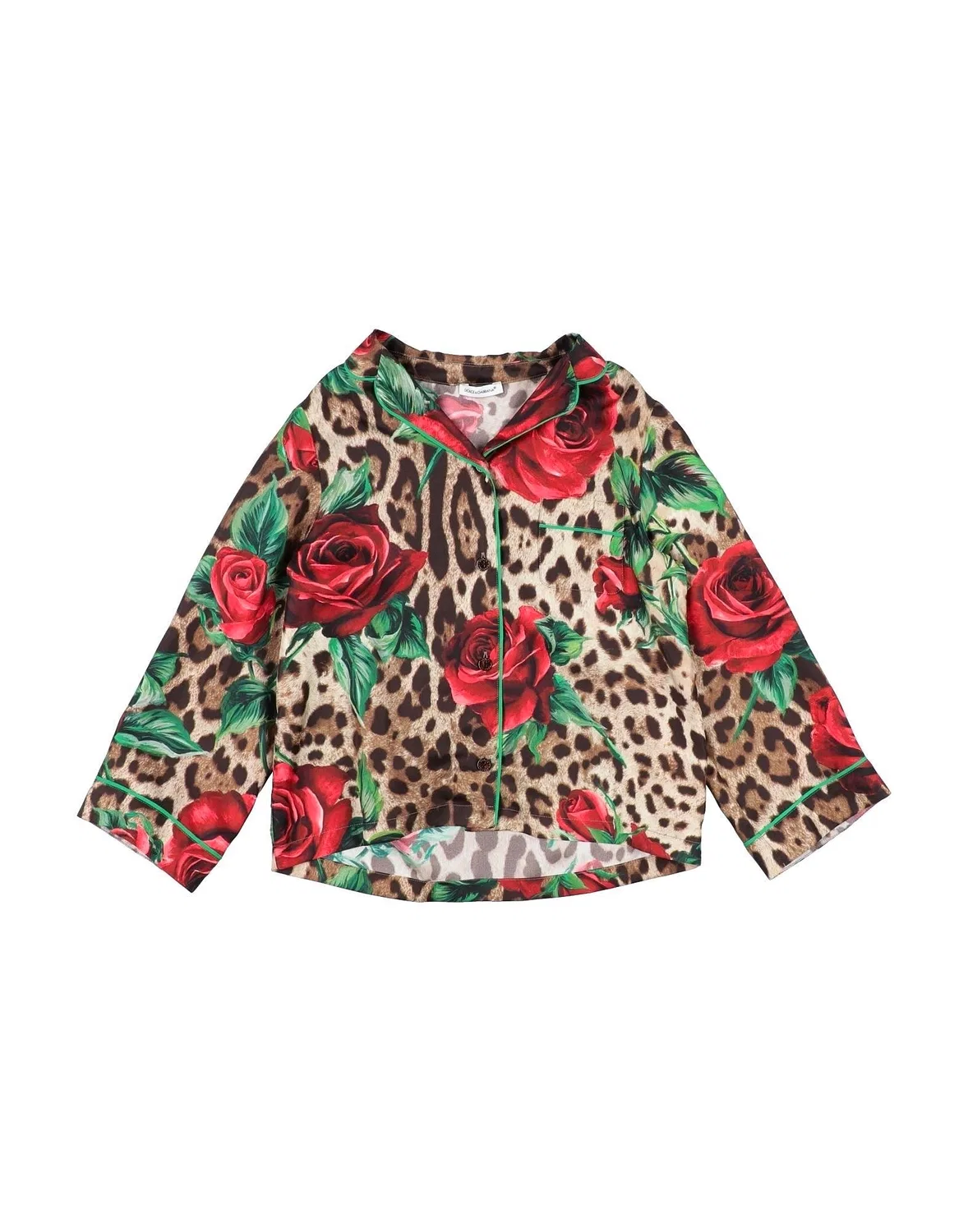 Атласная рубашка с леопардовым принтом Dolce&Gabbana, коричневый