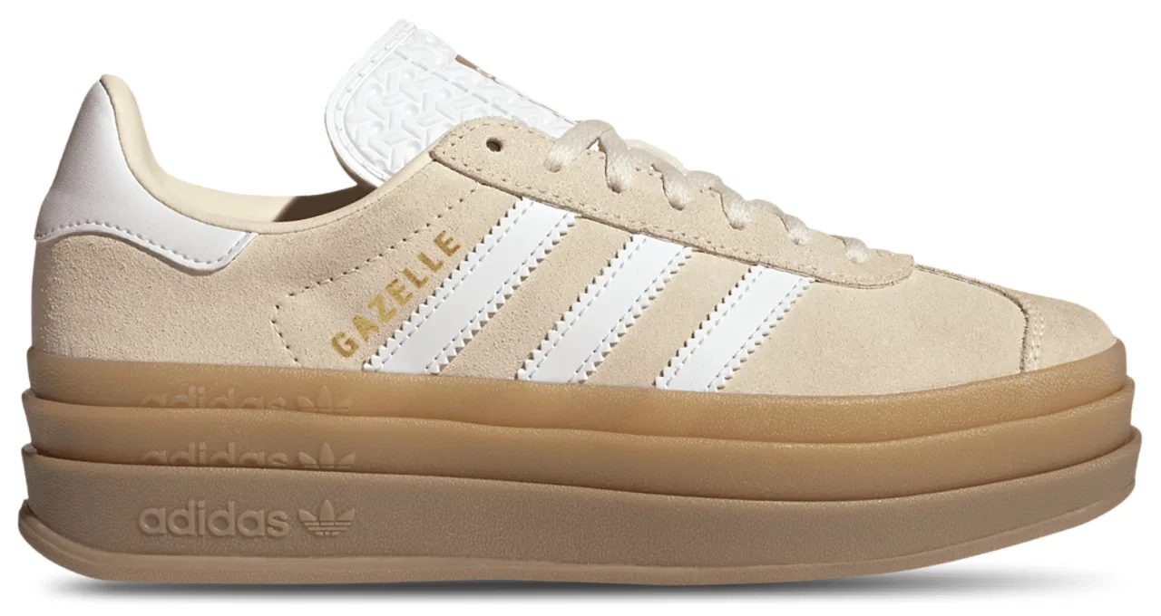 Кеды для девочек Gazelle Bold Adidas, цвет White/Wonder White/Gold Metallic