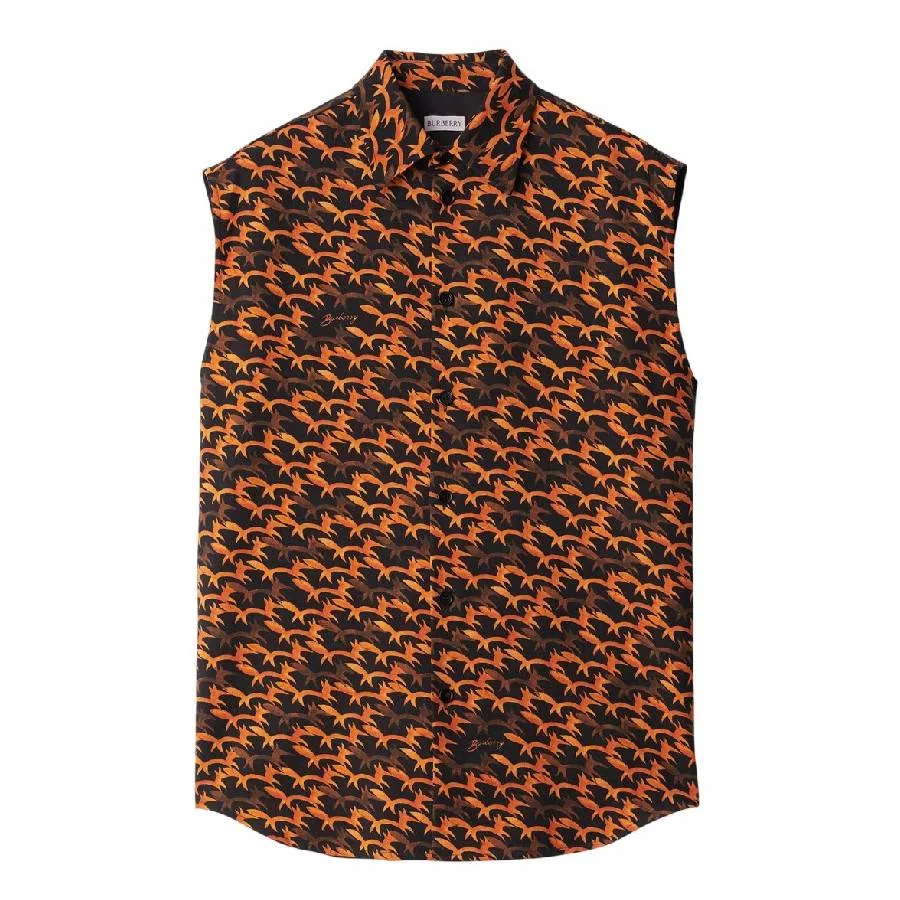 Безрукавка из шерсти с абстрактным принтом Abstract-Print Wool Sleeveless Shirt Burberry, Black Ip Pattern