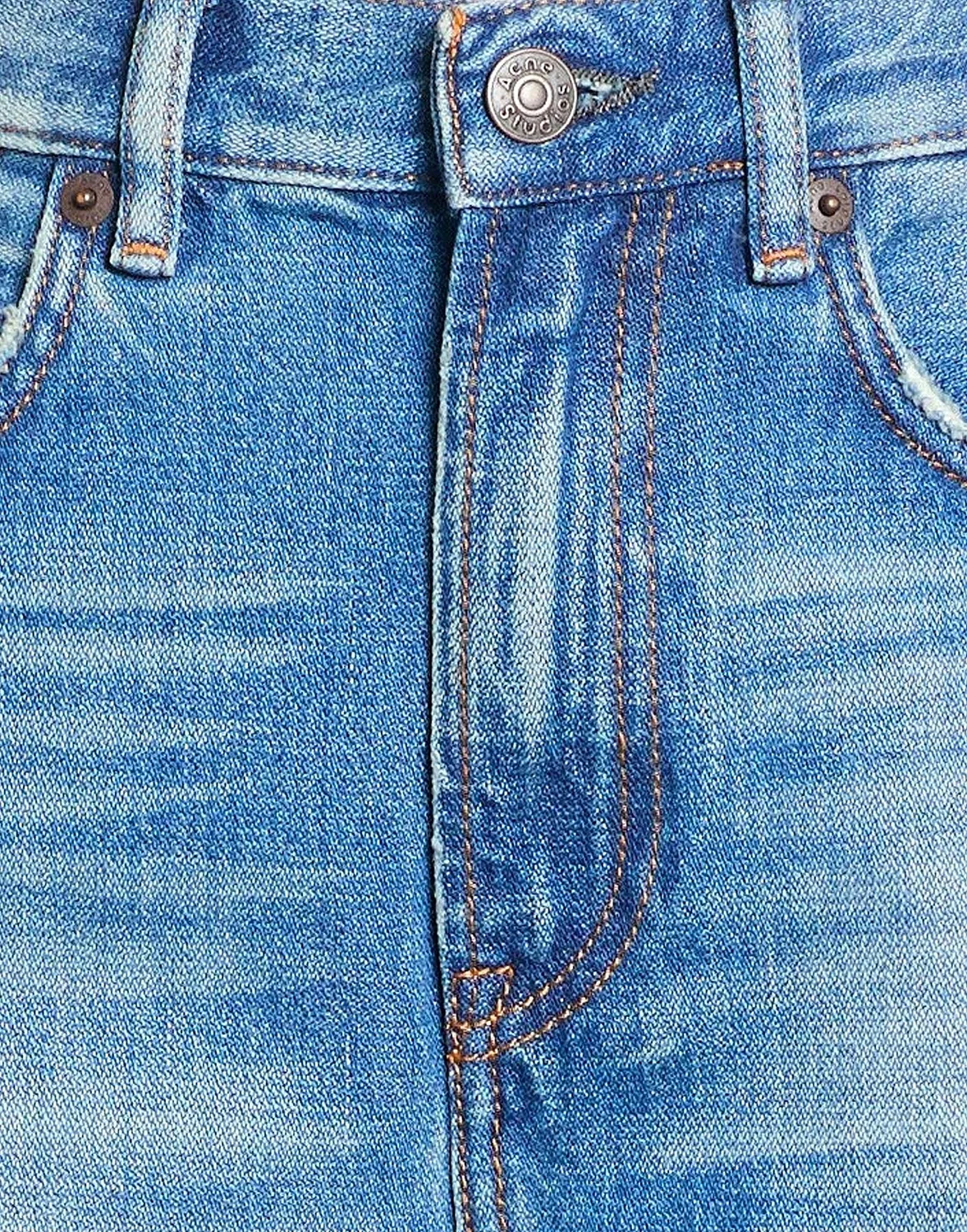 Женские джинсы Mom Jeans с потертостями Acne Studios, синий — фото 4