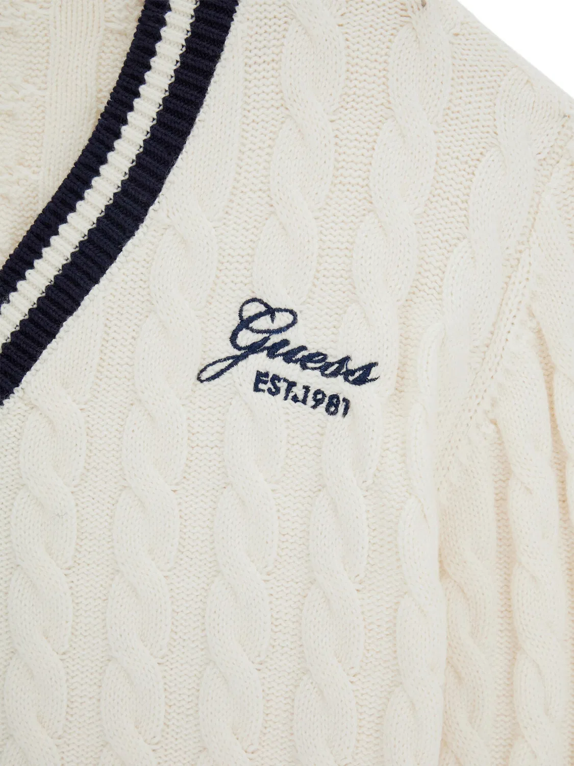 Кардиган стандартного кроя для девочки Guess, кремовый — фото 3