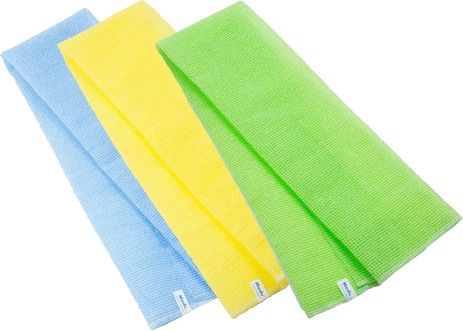 Мочалка для душа Modu, 3 шт., набор, 94x29 см, Nylon, Голубой, Желтый, Зеленый