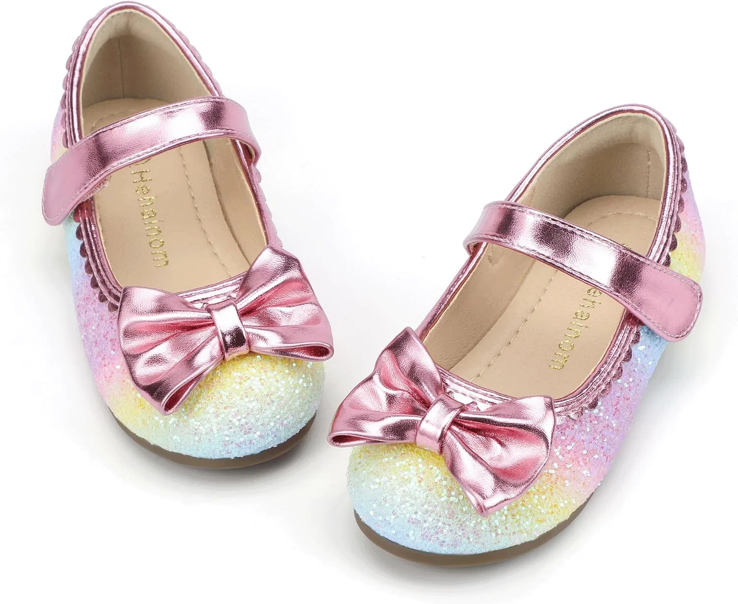 Детские балетки для девочек с блестками и бантом Hehainom, Rainbow Sequin