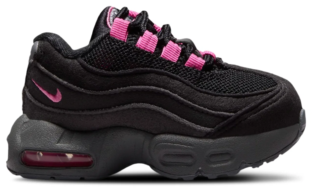 Детские кроссовки для мальчиков с амортизацией Air Max 95 Nike, Cool Gray/Black/Playful Pink