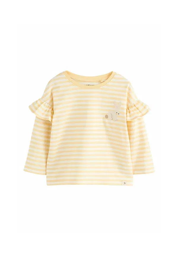 Комплект из 4 футболок с длинным рукавом, хлопок, Regular fit frill detail long sleeve 4 pack, Next, нейтральный синий — фото 4