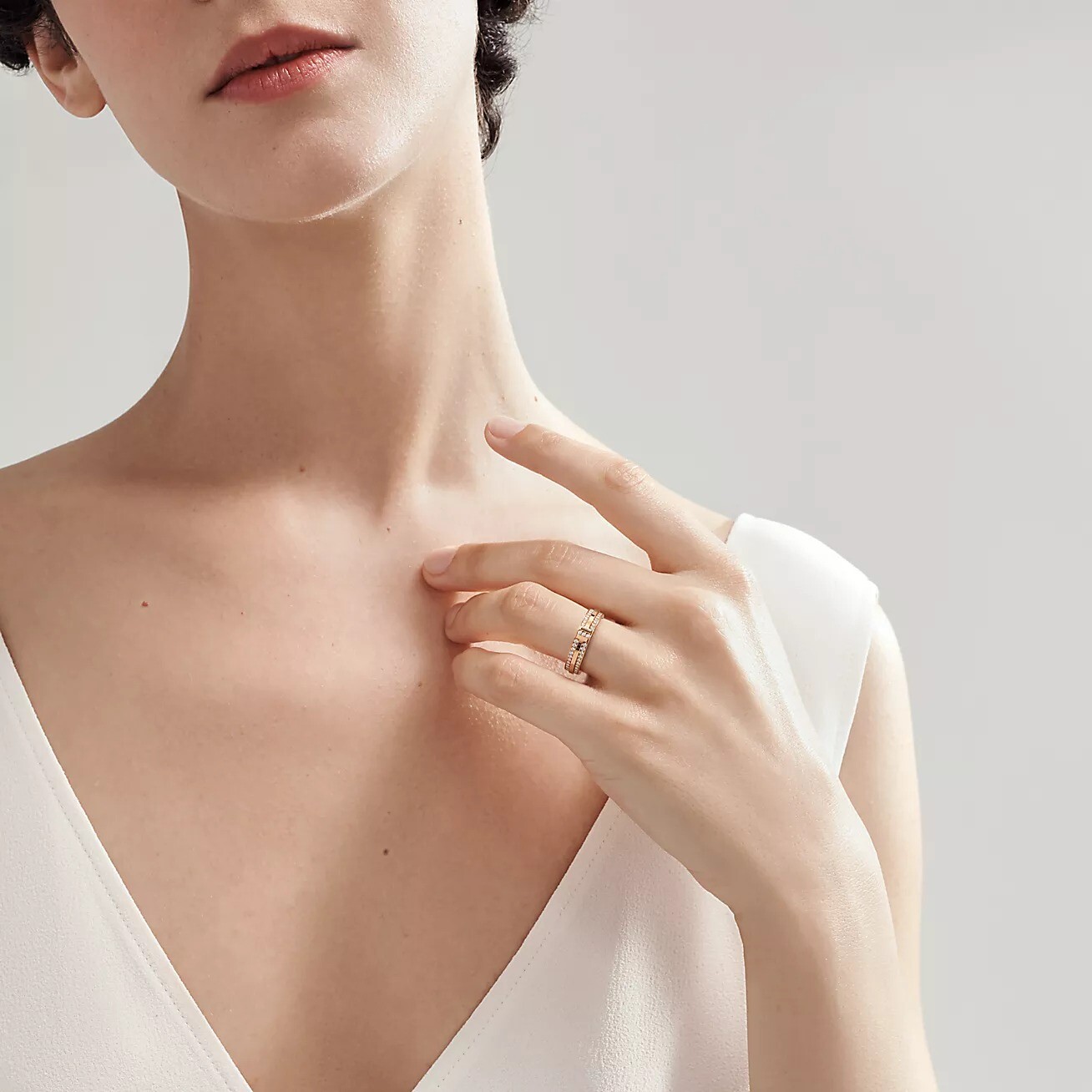 Кольцо Tiffany & Co. Narrow Pave Diamond, розовое золото — фото 3