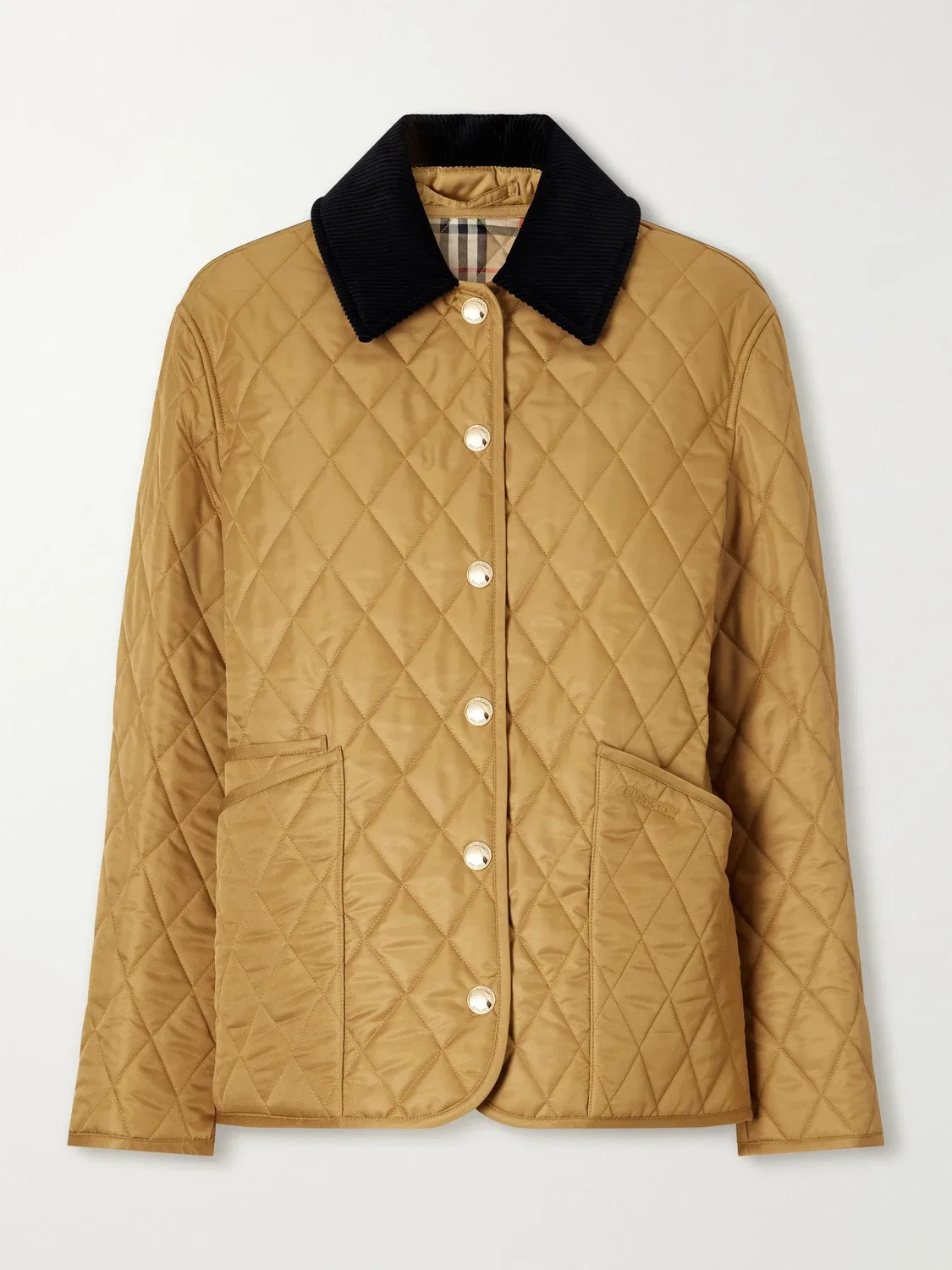 Куртка из стеганого шелла с вельветовой отделкой Burberry, коричневый