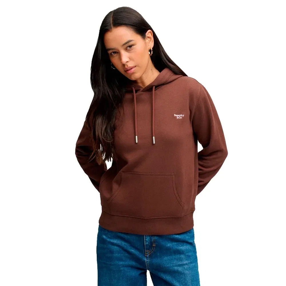 Женский худи с капюшоном и вышивкой Superdry Signature Embroidered, Brown