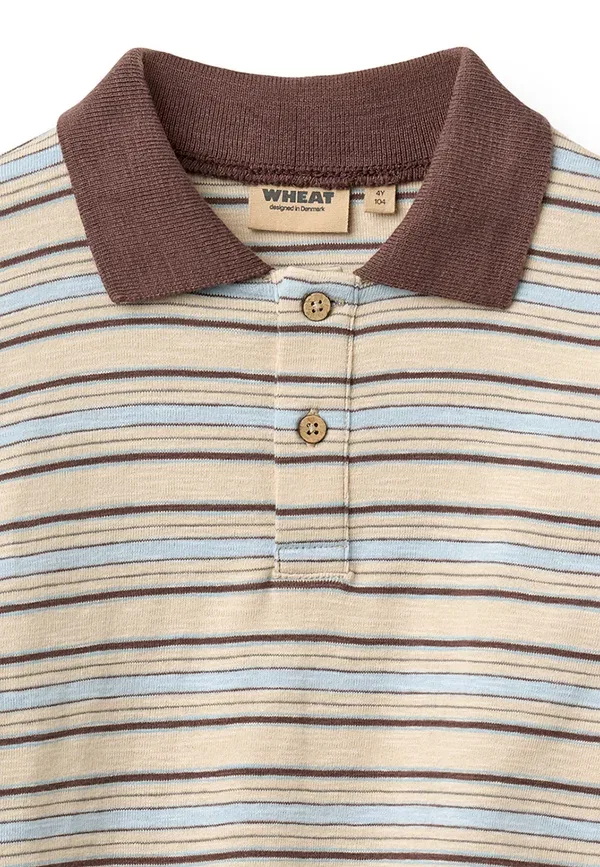 Футболка поло хлопковая Fred Wheat, Multi Blue Stripe, синий — фото 3