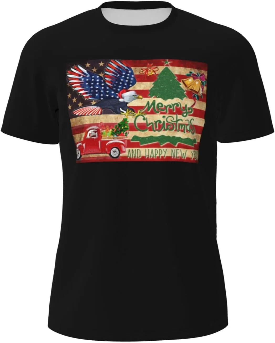 Мужская футболка с коротким рукавом из сетчатой ткани, Quick-Dry, Classic, Merry Christmas and Happy New Year