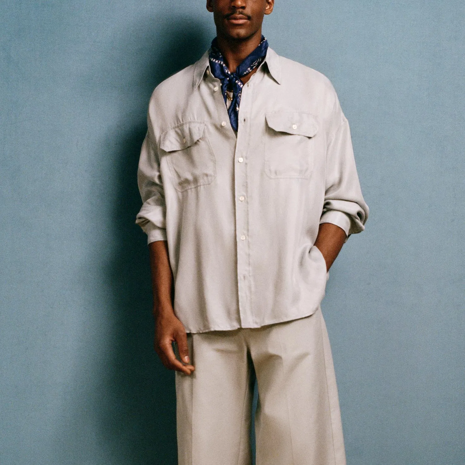 Мужская рубашка с длинным рукавом Willy Chavarria SS26 ZARA, Butter — фото 4