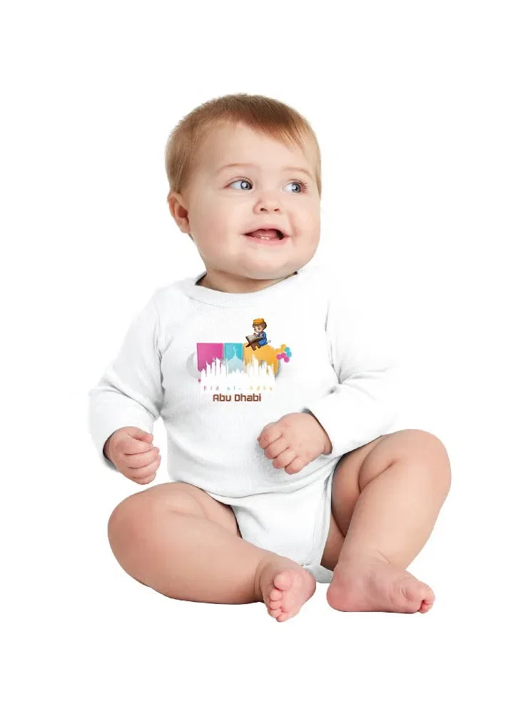 Боди-комбинезон с принтом с длинным рукавом хлопковый Printshop4Me, белый