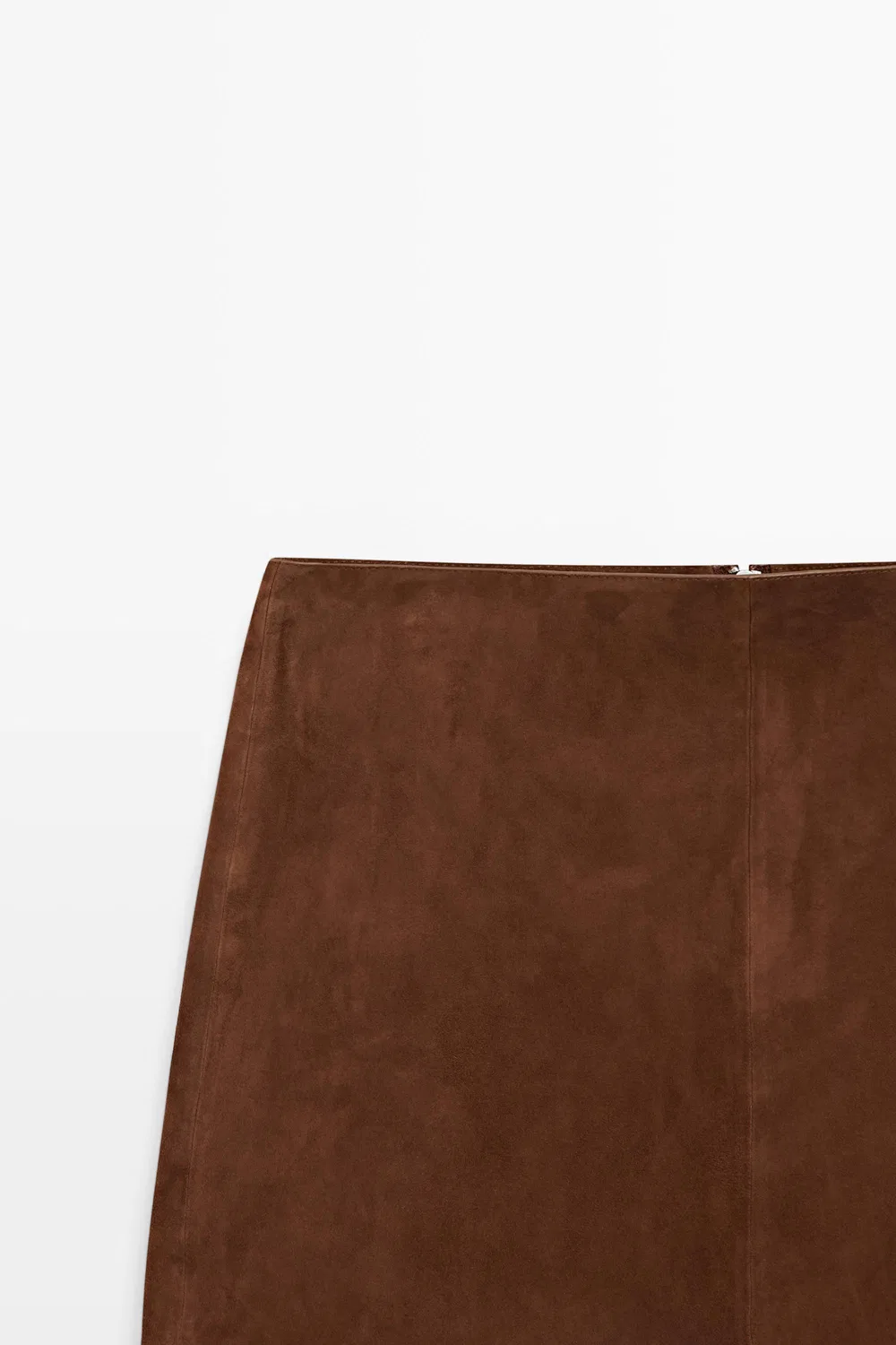 Мини-юбка Massimo Dutti, из замшевой кожи, коричневый — фото 4
