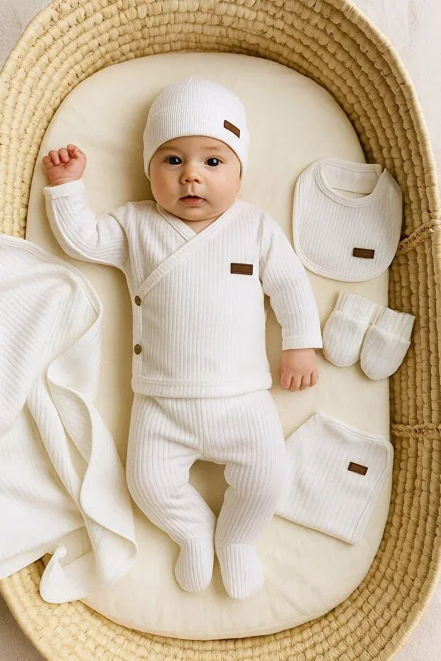 Детский комплект для выписки из роддома Organic Dinamik Çocuk, White