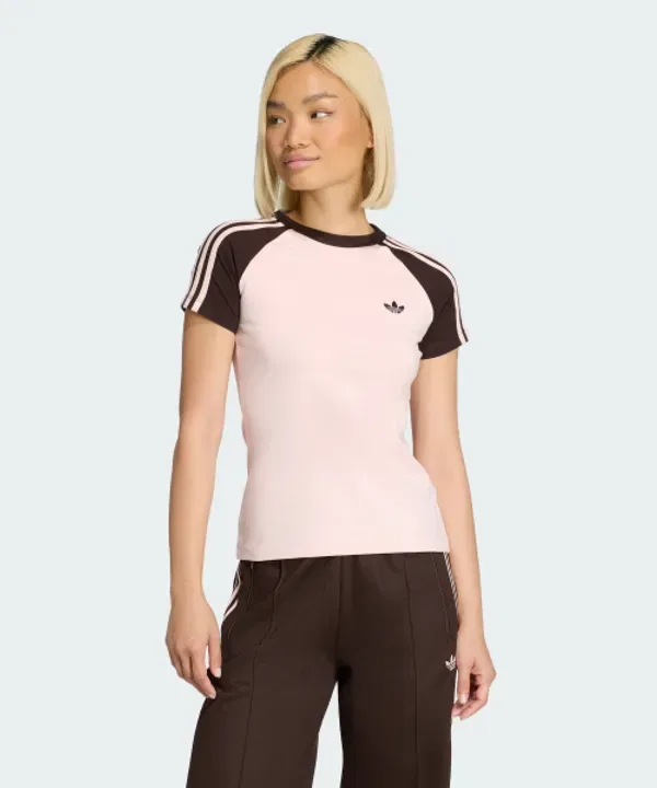 Футболка с 3-полосками, Superstar, Adidas, сэнди-розовый аура-кофе