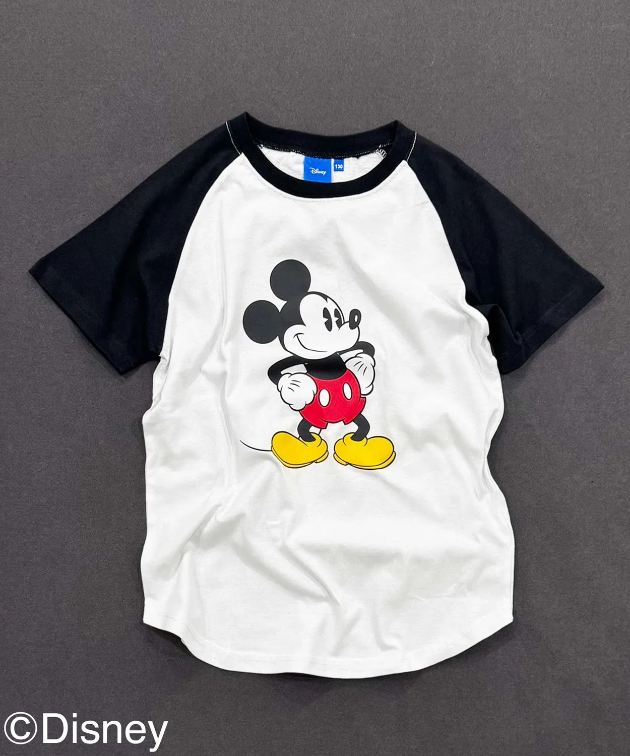 Детская футболка с принтом Raglan Mickey Mouse Disney, Белый/Черный