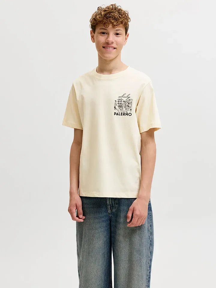 Рубашка с принтом Vacation Jack & Jones Junior, бежевый — фото 2